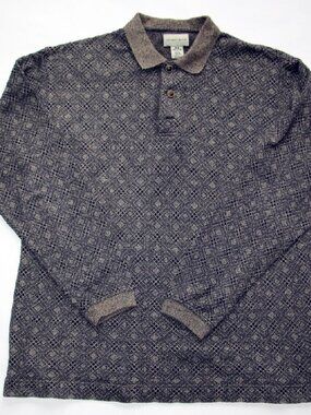 CUTTER & BUCK Dark Gray & Black with Tan Knit Pullover 100% Cotton Size M